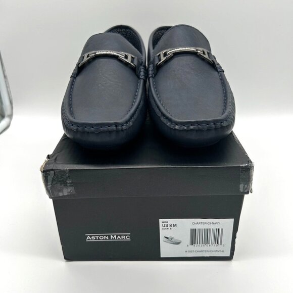 Aston Marc Shoes Men's Size 8M Charter Bit Loafers Navy Open Box - Picture 1 of 8